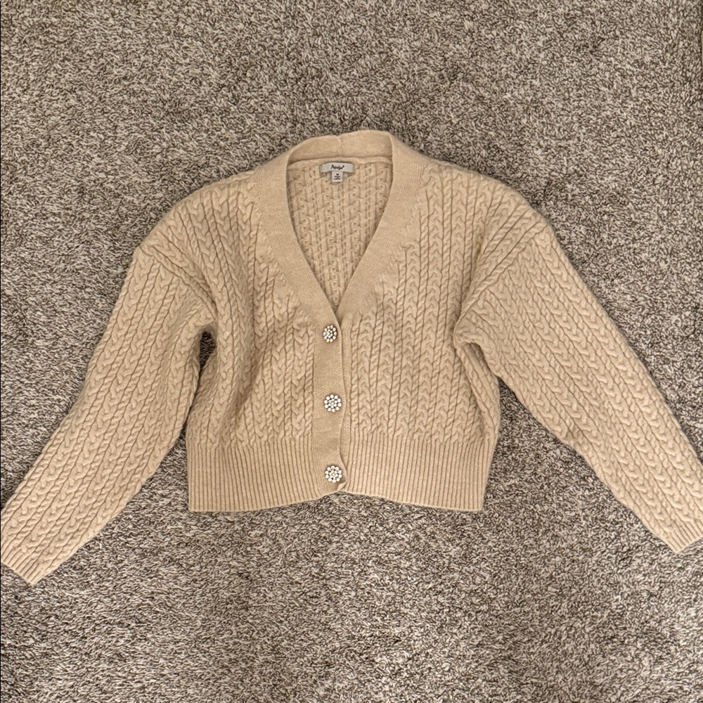 Papaya Beige Cable Knit Cardigan